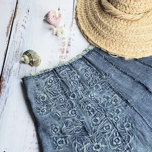 Embroidered Denim Skirt